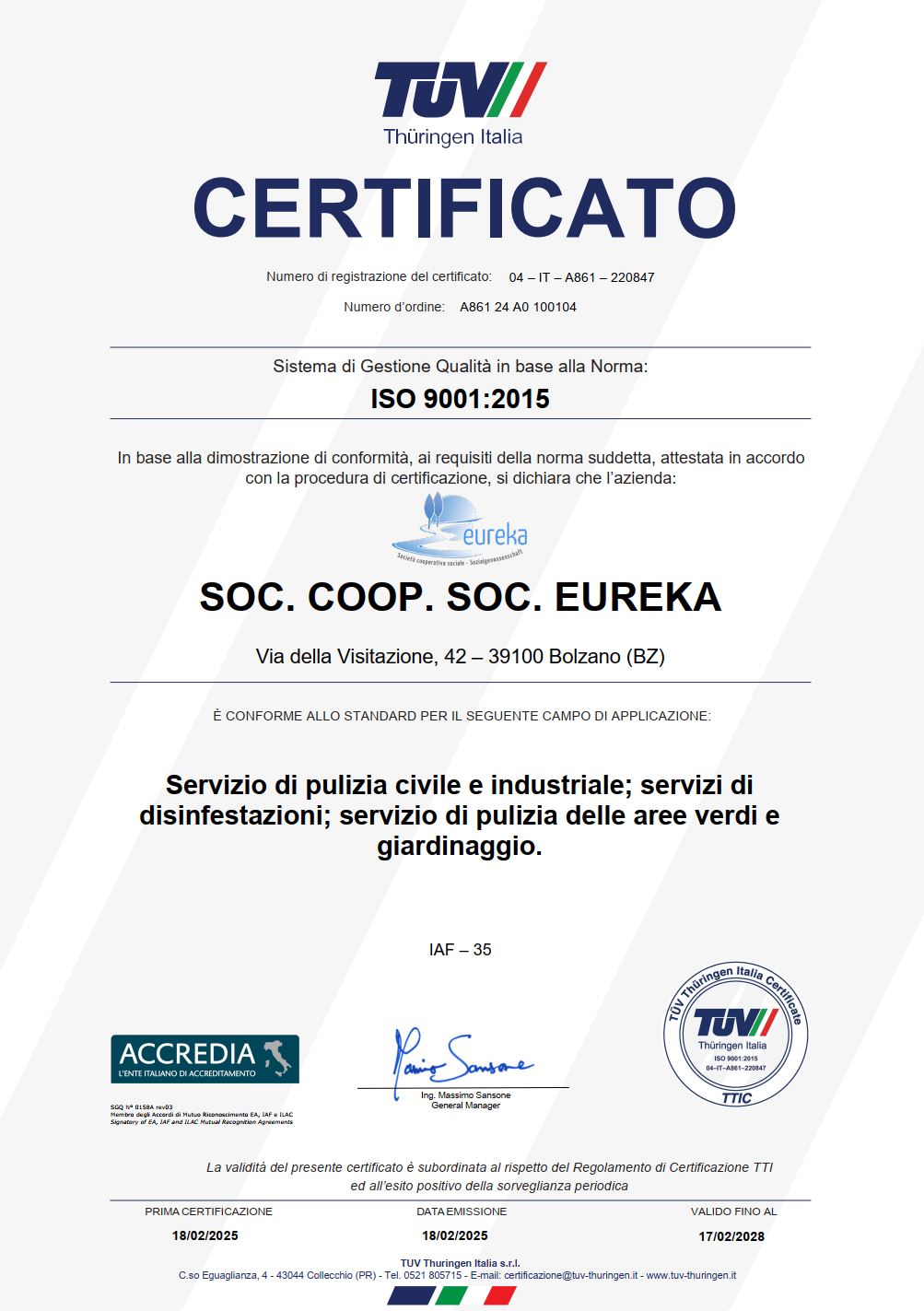 certificato iso 9001